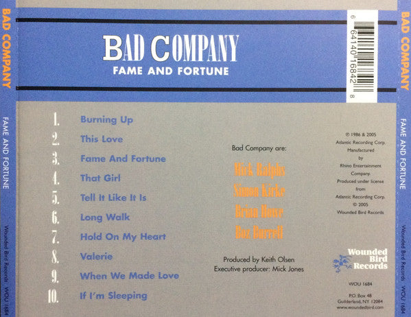 Bad Company (3) : Fame And Fortune (CD, Album, RE)