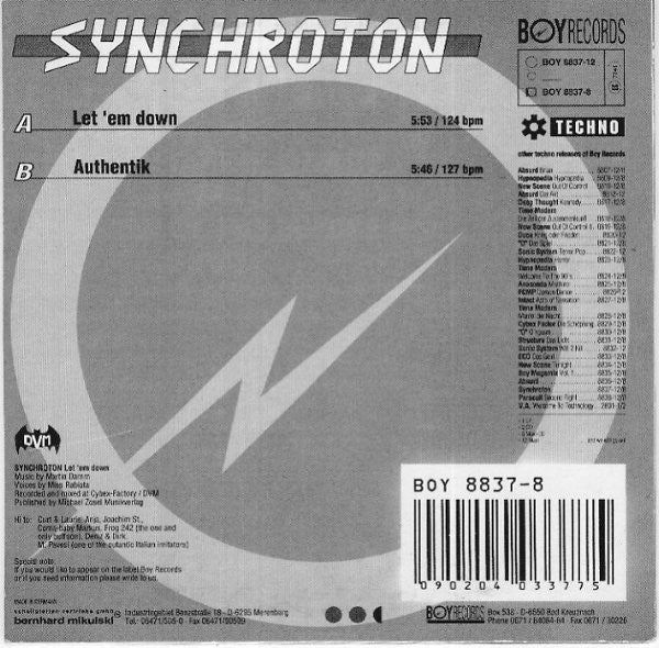 Synchroton : Let&#39;em Down (CD, Maxi)