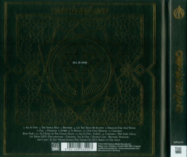 Orphaned Land : All Is One (CD, Album + DVD-V + Ltd, Med)