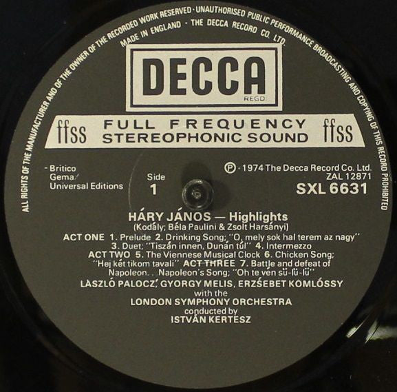 Kodály*, István Kertész : Hary Janos Highlights (LP)