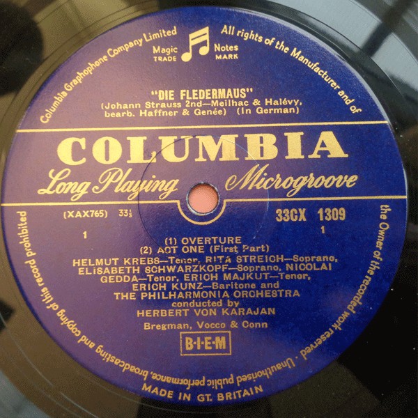 Johann Strauss* - Elizabeth Schwarzkopf*, Nicolai Gedda, Helmut Krebs, Rita Streich, Karl Dönch, Erich Kunz, Rudolf Christ, Philharmonia Orchestra And Chorus* Conducted By Herbert von Karajan : Die Fledermaus (2xLP, Mono)