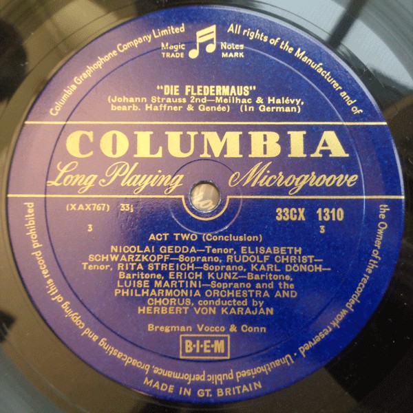 Johann Strauss* - Elizabeth Schwarzkopf*, Nicolai Gedda, Helmut Krebs, Rita Streich, Karl Dönch, Erich Kunz, Rudolf Christ, Philharmonia Orchestra And Chorus* Conducted By Herbert von Karajan : Die Fledermaus (2xLP, Mono)