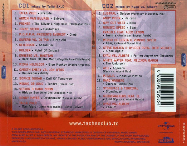 Talla 2XLC Meets Kyau Vs. Albert* : Techno Club Next² (2xCD, Comp, Mixed)