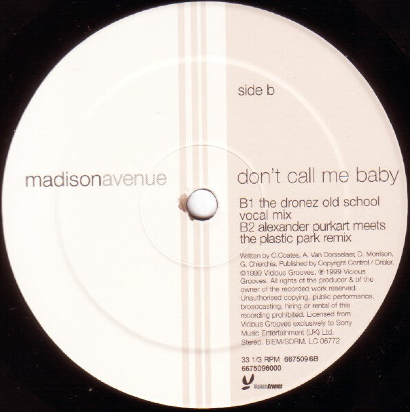 Madison Avenue : Don't Call Me Baby (12")