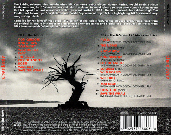 Nik Kershaw : The Riddle (CD, Album, RE + CD, Comp + RM, Exp)