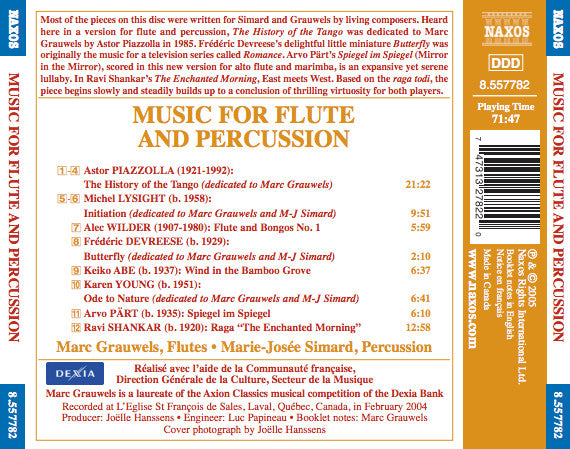 Part*, Piazzolla*, Shankar*, Marc Grauwels, Marie-Josée Simard : Music For Flute And Percussion (CD)
