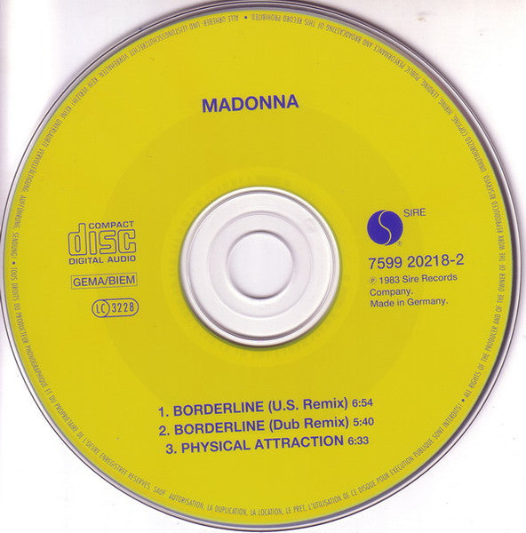 Madonna : Borderline (CD, Single, MP, M/Print, RE)