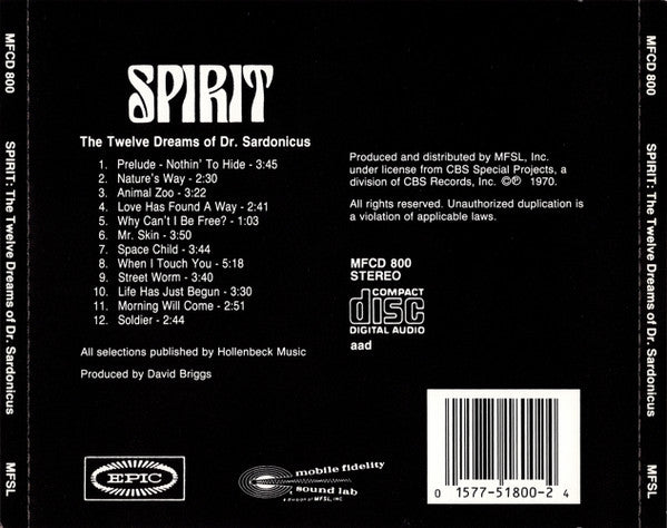 Spirit (8) : Twelve Dreams Of Dr. Sardonicus (CD, Album, RE, RM)