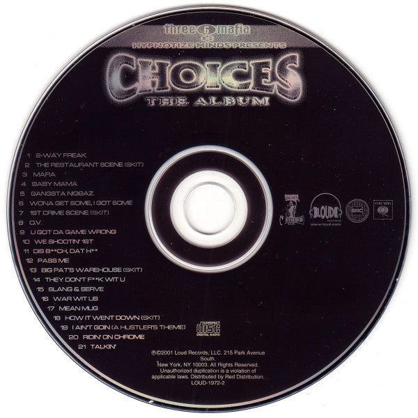 Three 6 Mafia : Choices: The Album (CD, Album)