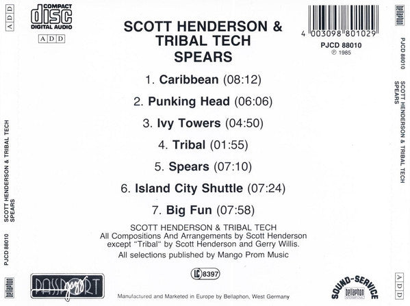Scott Henderson (2) And Tribal Tech (2) : Spears (CD, Album)