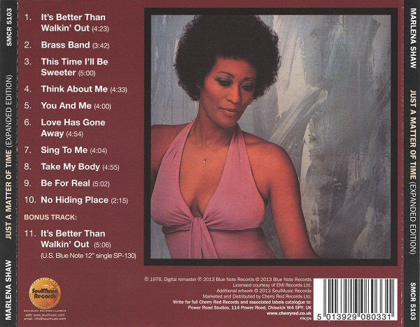 Marlena Shaw : Just A Matter Of Time (CD, Album, RE, RM, Exp)