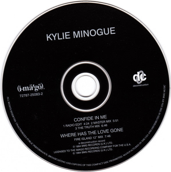 Kylie Minogue : Confide In Me (CD, Maxi)
