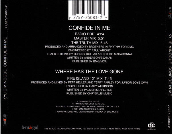 Kylie Minogue : Confide In Me (CD, Maxi)
