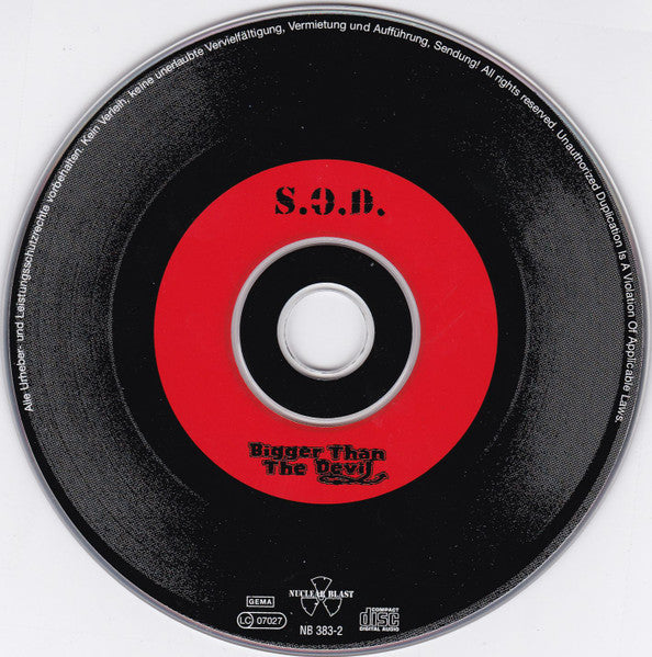 S.O.D.* : Bigger Than The Devil (CD, Album, O-c)