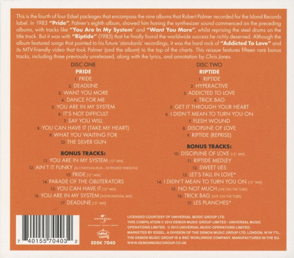 Robert Palmer : Pride + Riptide (2xCD, Comp, RE, RM)