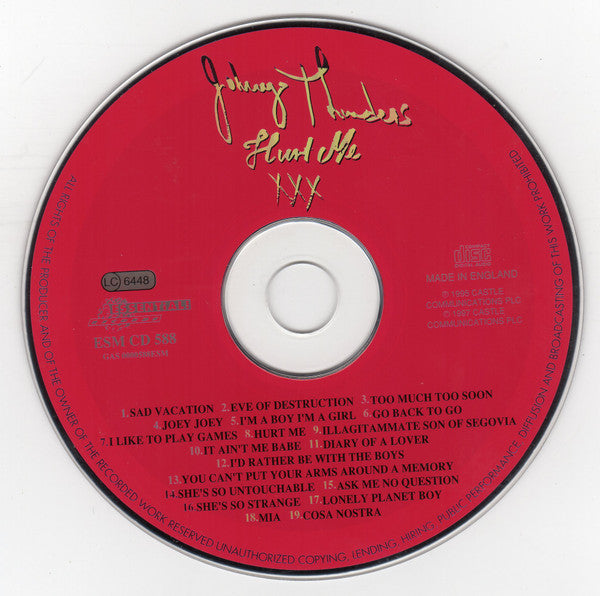 Johnny Thunders : Hurt Me (CD, Album, RE)