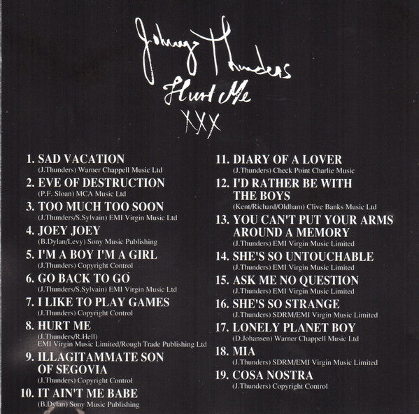 Johnny Thunders : Hurt Me (CD, Album, RE)