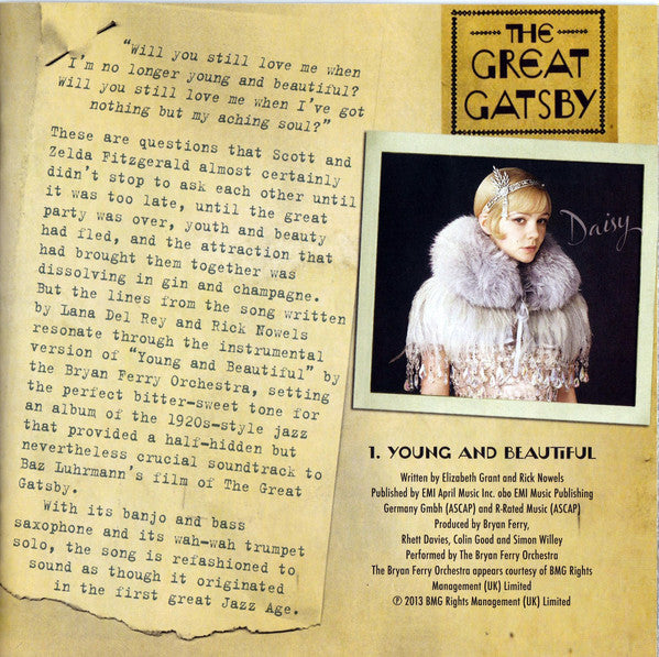 The Bryan Ferry Orchestra : The Great Gatsby: Jazz Recordings (CD)