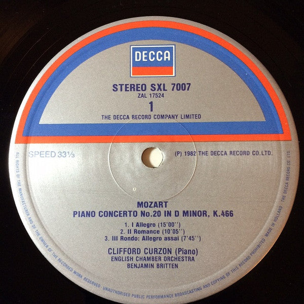 Clifford Curzon, Benjamin Britten, Mozart*, English Chamber Orchestra : Piano Concertos No.20 K.466 &amp; No.27 K.595 (LP, Album)