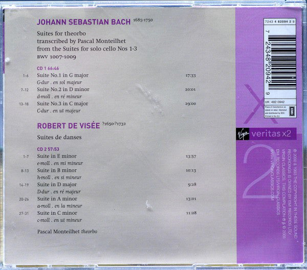 Bach* · De Visée*, Pascal Monteilhet : Suites For Theorbo (2xCD, Album, Comp)