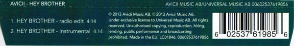 Avicii : Hey Brother (CD, Single)