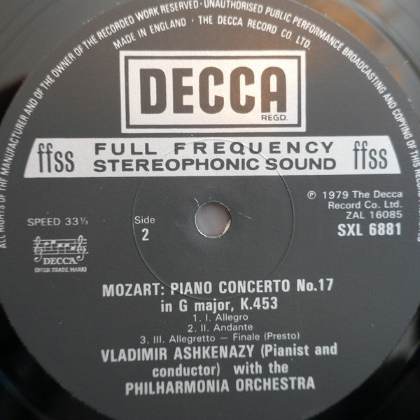 Mozart* - Philharmonia Orchestra, Vladimir Ashkenazy : Piano Concerto No.21,K.467 / Piano Concerto No.17,K.453 (LP)