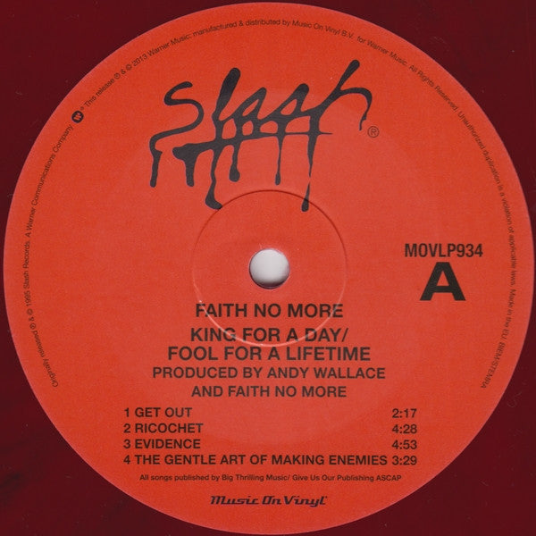Faith No More : King For A Day Fool For A Lifetime (2xLP, Album, Ltd, Num, RE, Red)