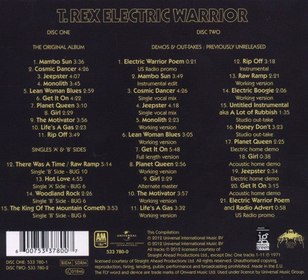 T. Rex : Electric Warrior (40th Anniversary Deluxe Edition) (CD, Album, RE, RM + CD, RM + Dlx)