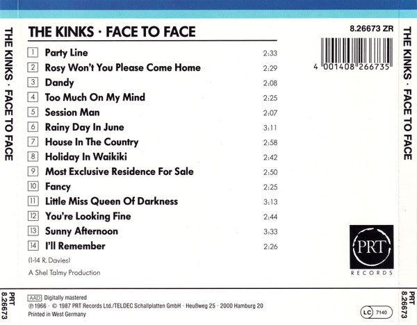 The Kinks : Face To Face (CD, Album, RE)
