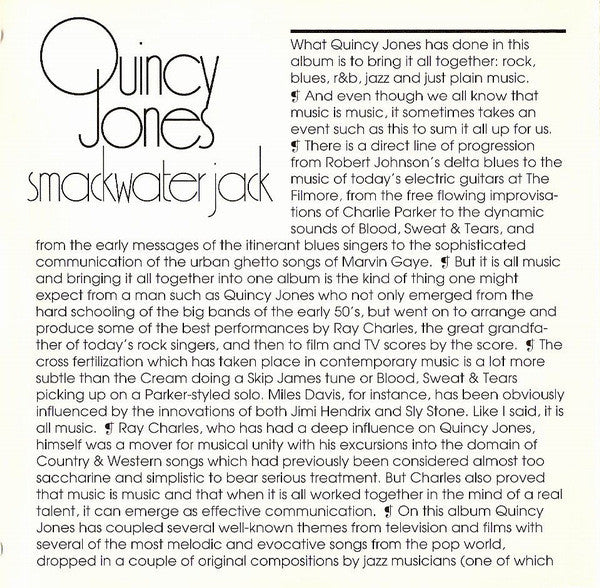 Quincy Jones : Smackwater Jack (CD, Album, RE, RM)