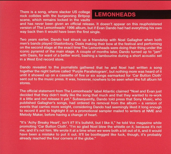 The Lemonheads : Car Button Cloth (2xCD, Album, Dlx, RE)