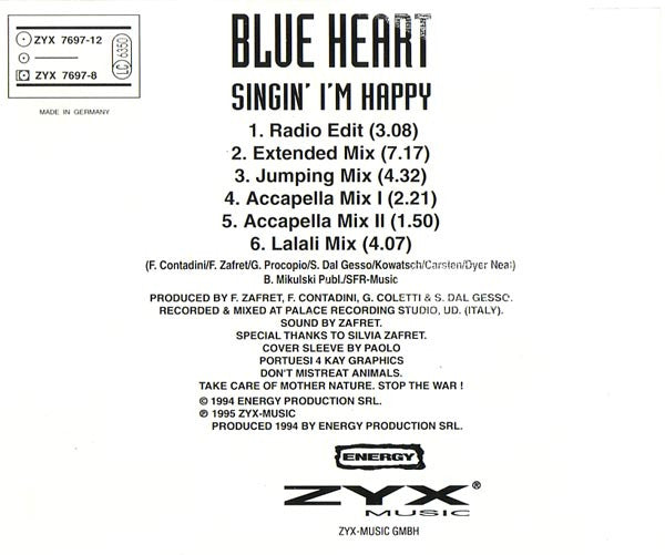Blue Heart : Singin&#39; I&#39;m Happy (CD, Maxi)