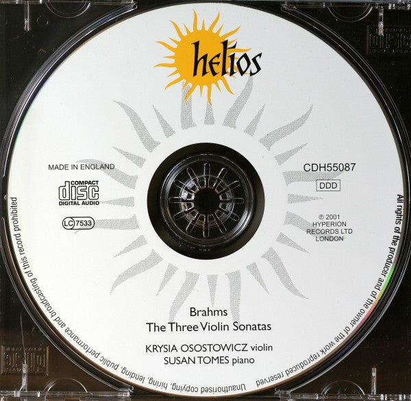 Brahms* - Krysia Osostowicz, Susan Tomes : The Three Violin Sonatas (CD, RE)