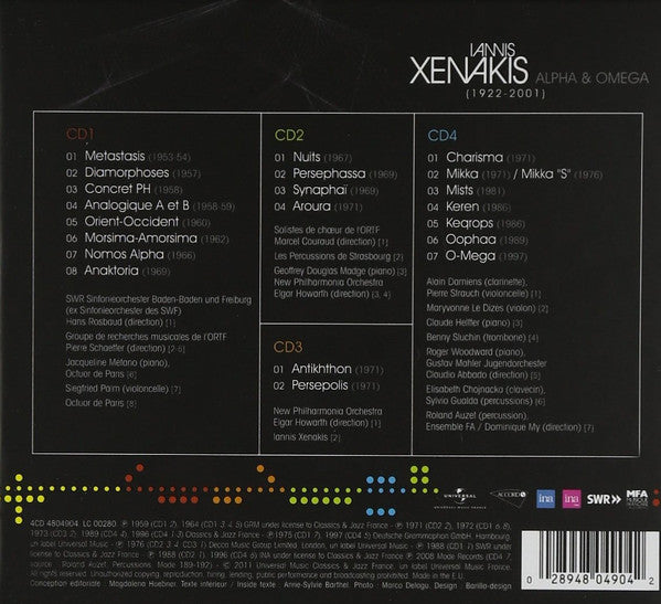 Iannis Xenakis : Alpha &amp; Omega (4xCD, Comp + Box)