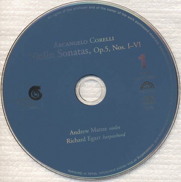 Arcangelo Corelli - Andrew Manze, Richard Egarr : Violin Sonatas, Op.5 (2xCD, Album)