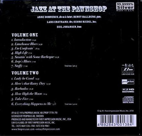 Arne Domnérus, Bengt Hallberg, Georg Riedel, Egil Johansen, Lars Erstrand : Jazz At The Pawnshop (2xCD, Album, RE, RM, Car)