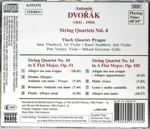 Dvořák* - Vlach Quartet Prague : String Quartets No. 10, Op. 51 / No. 14, Op. 105 (CD)