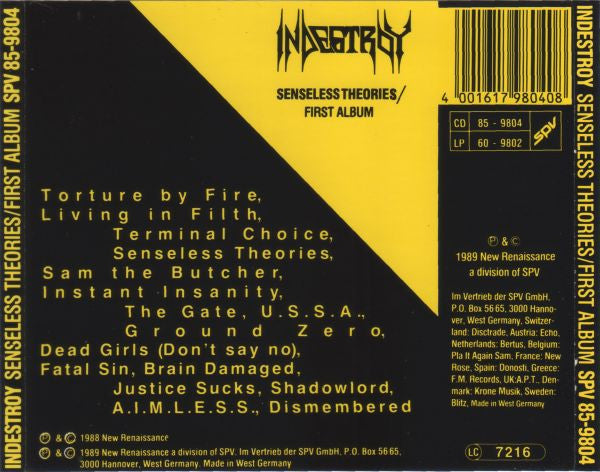 Indestroy : "Indestroy" &amp; Senseless Theories (CD, Comp)