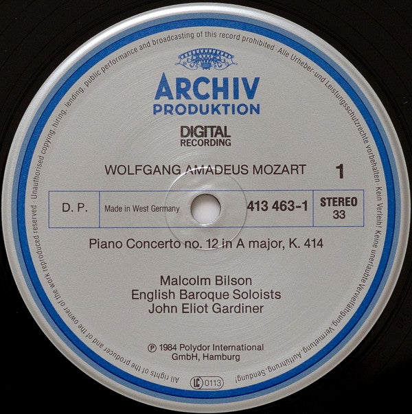 Wolfgang Amadeus Mozart - Malcolm Bilson • The English Baroque Soloists • John Eliot Gardiner : Piano Concertos Nos. 12 &amp; 14 • Klavierkonzerte • Concertos Pour Piano K.414 &amp; K.449 (LP, Album, Gat)
