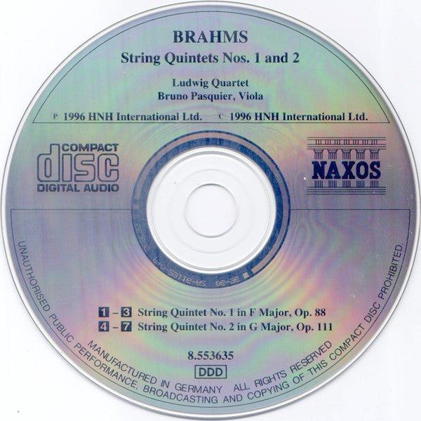 Brahms* - Ludwig Quartet* : String Quintets Nos. 1 And 2 (CD, Album)