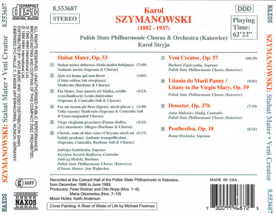 Szymanowski* / Polish State Philharmonic Chorus (Katowice)* &amp; Polish State Philharmonic Orchestra (Katowice)* / Karol Stryja : Stabat Mater / Veni Creator / Litany To The Virgin Mary / Demeter / Penthesilea (CD, RE, RP)