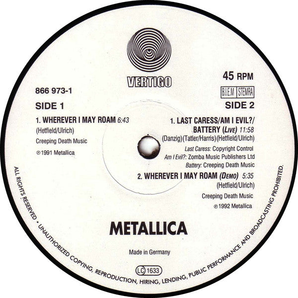 Metallica : Wherever I May Roam (12", Maxi)