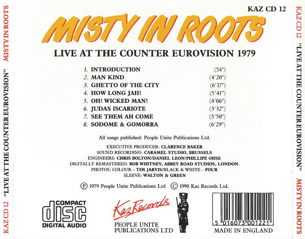 Misty In Roots : Live At The Counter Eurovision (CD, Album, RE, RM)