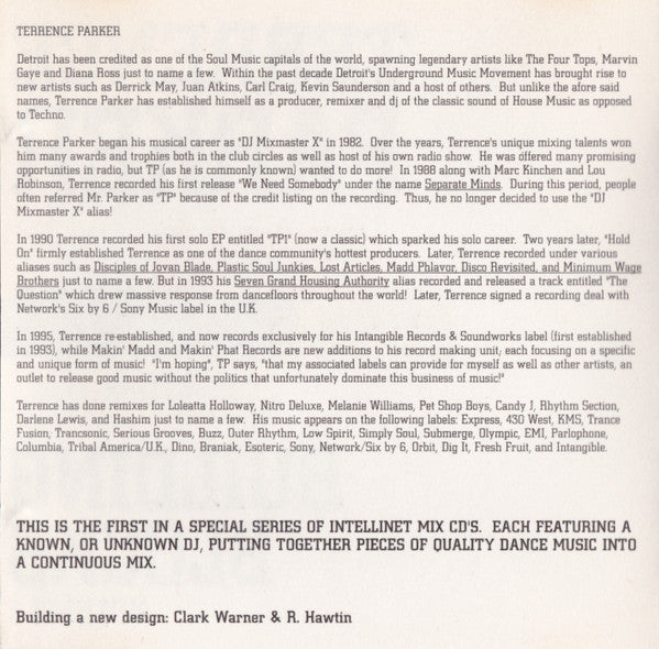 Terrence Parker : Building Blocks (Volume 1) (CD, Mixed)