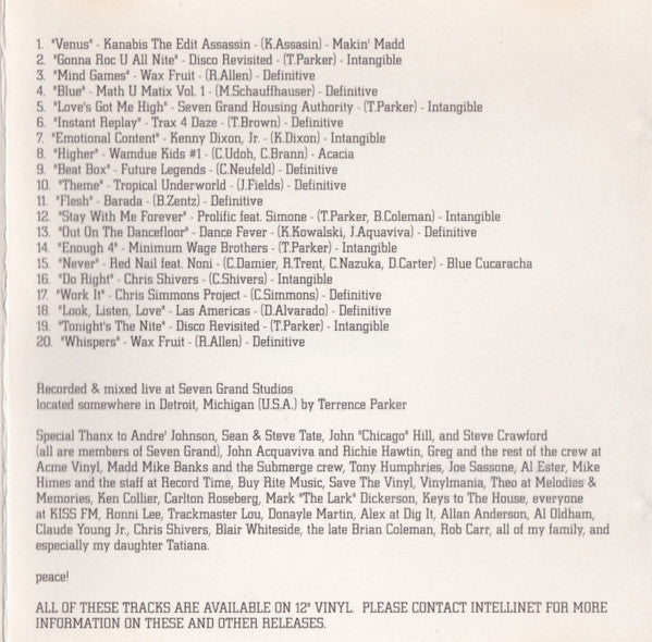 Terrence Parker : Building Blocks (Volume 1) (CD, Mixed)