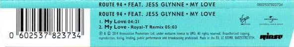 Route 94 Feat. Jess Glynne : My Love (CD, Single)