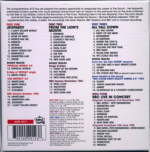 The Sound (2) : Jeopardy • From The Lion's Mouth • All Fall Down ...Plus (CD, Album, RE + CD, Album, RE + CD, Album, RE + CD)