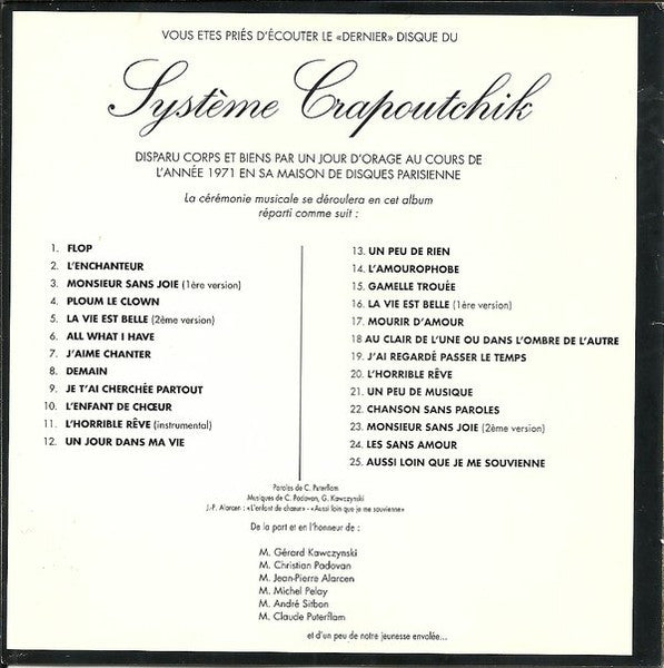Le Système Crapoutchik : Flop (CD, Album, Comp, RE, RM)