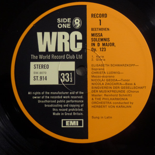 Beethoven* - The Philharmonia Orchestra* ∙ Herbert Von Karajan, Elisabeth Schwarzkopf, Christa Ludwig, Nicolai Gedda, Nicola Zaccaria : Missa Solemnis In D Major (2xLP, Club, Gat)