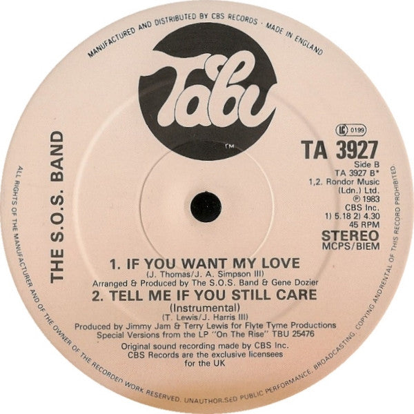 The S.O.S. Band : Tell Me If You Still Care (12&quot;, Single)